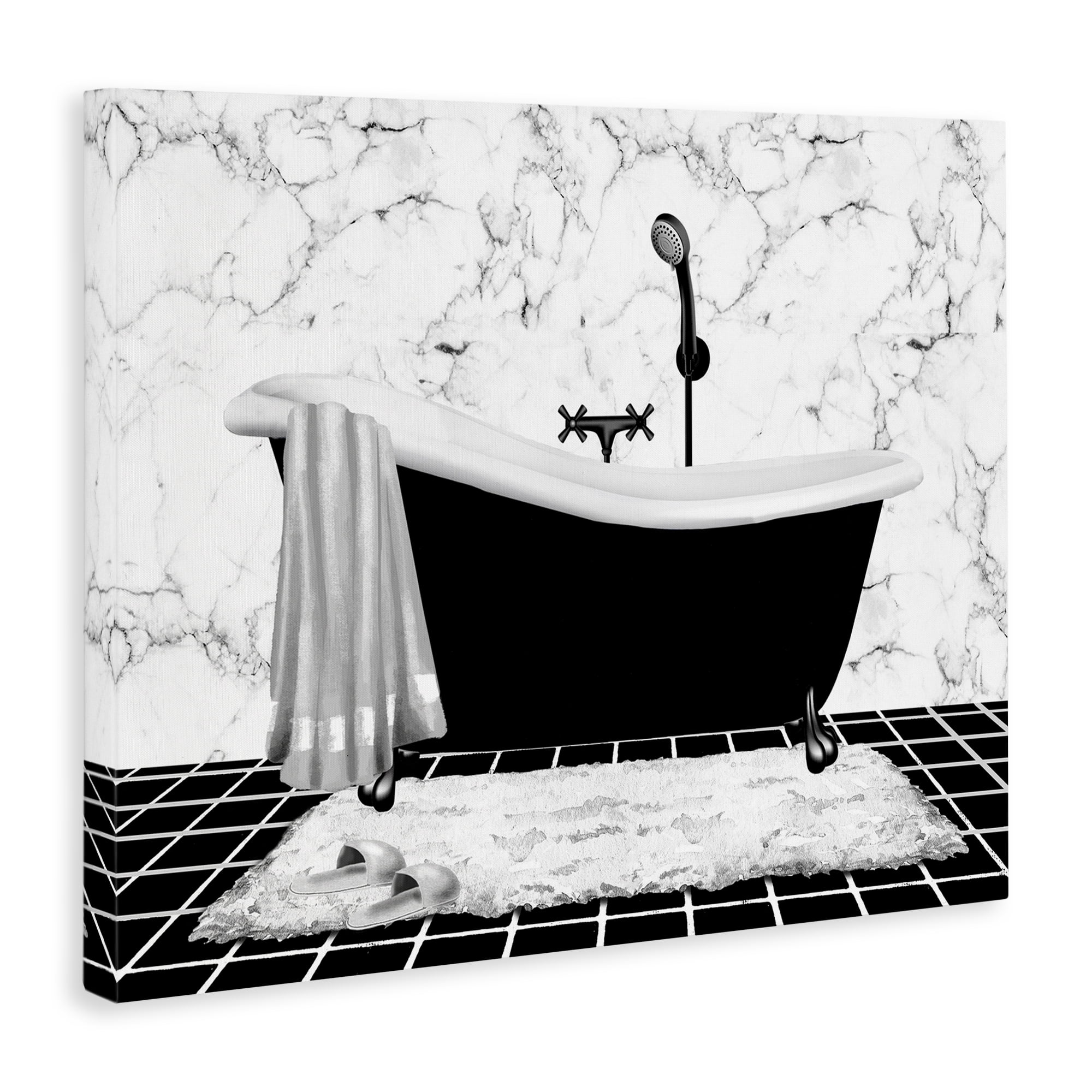 Stupell Industries Marble Pattern Tub Typography Painting Gallery Wrapped Canvas Art Print Wall Art, 40 x 30
