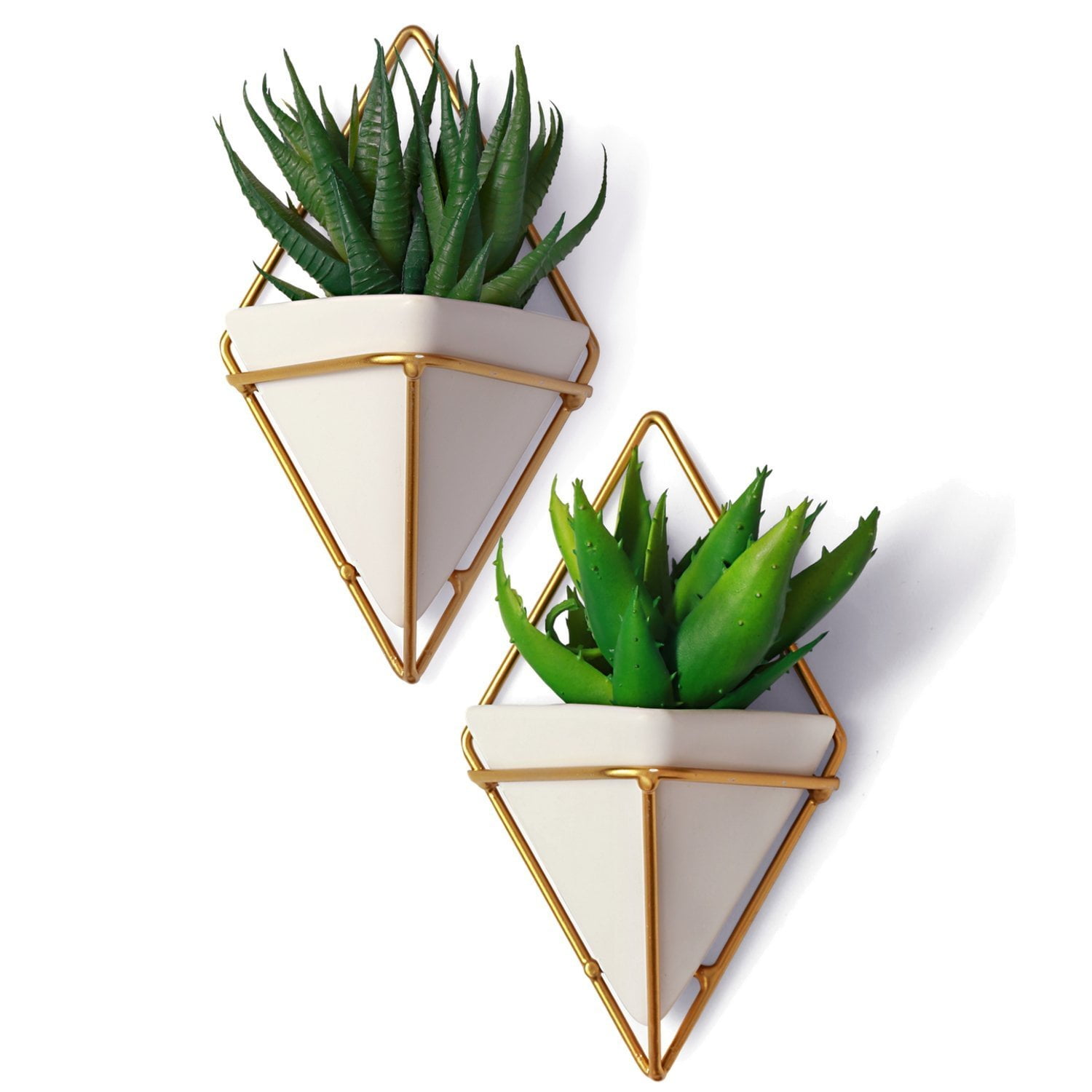2 Small Decorative Geometric Hanging Planters Pot For Indoor