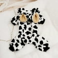 thumbnail image 4 of Mosey Pet Jumpsuit Fashionable Cow Leopard Pattern Dog Overall with Plush Ear Hat Winter Warm Pet Clothing, 4 of 7