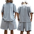thumbnail image 5 of AJZIOJIRO Men Summer T-Shirts Shorts Set Casual Short Sleeve Cotton Shirt Tops Pants Set M-3XL, 5 of 9