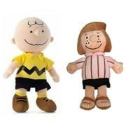 Plush 12" Pink Peppermint Patty & Chuk Charlie Brown Set Peanuts Christmas Doll New