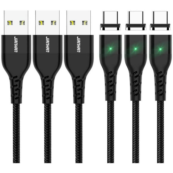 Câble Magnétique USB C, JianHan 3 Pack 3,3 Pieds / 1M de Charge Rapide Câble de Chargeur USB Type C pour Samsung Galaxy S10,S9,S9