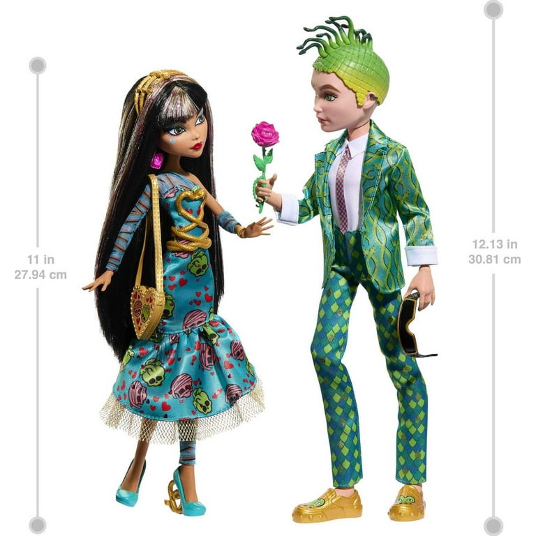 Monster High Cleo De Nile and Deuce Gorgon Collectible Dolls, Howliday Love  Edition 2-Pack