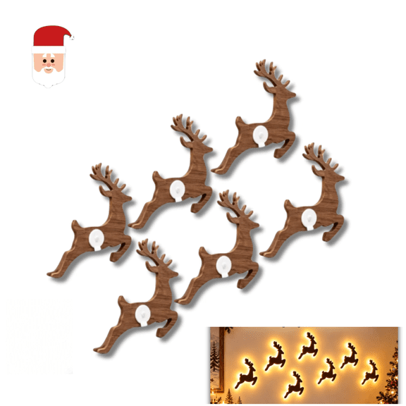 Glow Deer LED Reindeer for Wall Decoration, Backlit LED Reindeer Silhouette Holiday Wall Art, Christmas Wall Decor, Christmas Decorations Indoor for Farmhouse Style Christmas Home-6pcs