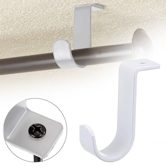Guczhu Closet Rod Brackets Heavy Duty(2pcs), Metal Wall Mount Rod Brackets with Screws, Closet Pole Support for Living Room Bedroom Shelf, White