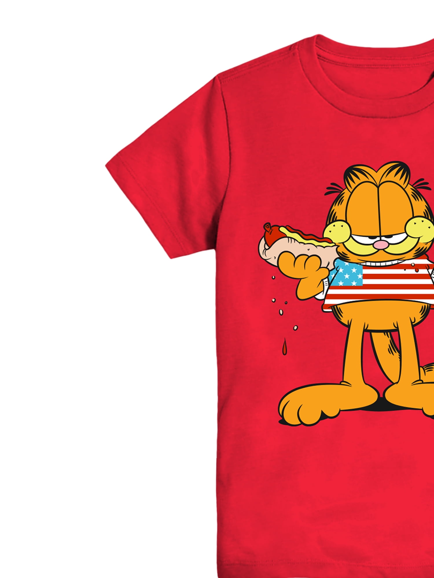 Garfield Boys Americana Cat Crewneck Graphic Tee with Short Sleeves, Sizes 4-18