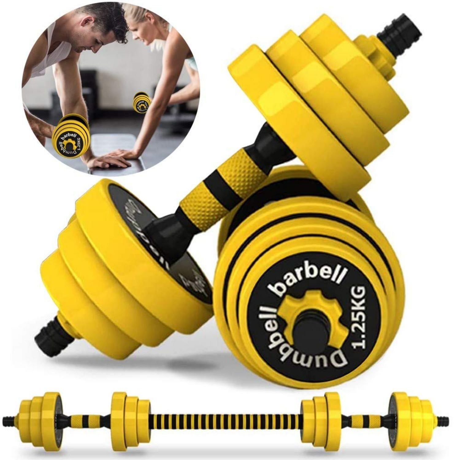88/110LB Weight Dumbbell Set Adjustable Cap Gym Home Barbell Plates Body Workout 