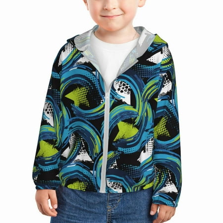 

Sun Hoodie for Kids Abstract Line Art Stars Long Sleeve Swim Fishing Shirts Sun Protection Zip Up Jacket Clothing Athletic Hoodie