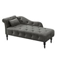 thumbnail image 3 of Miniyam Velvet Chaise Lounge, Tufted Accent Chaise Chair with Pillow for Living Room Bedroom, Gray, 3 of 7