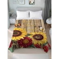 thumbnail image 2 of Twin XL Size Flat Sheet Only, Sunflower Brown Wooden Soft Brushed Microfiber Bed Sheets, Vintage Flowers Butterfly Hotel Quality Breathable Bedding Top Sheet, Easy Care, 66"x102", 2 of 9