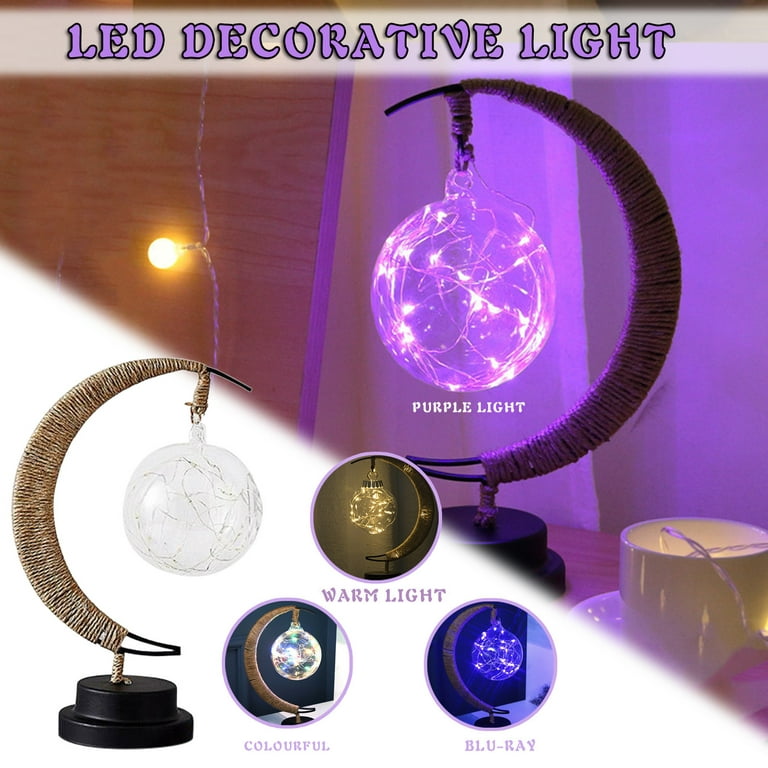 Herrnalise Enchanted Lunar Lamp,Twinkling Tree Moon Lamp Magic Galaxy LED  Lamp,Hanging Floating Moon Lamp Kids Star Moon Night Light Desk  LampRoomHome