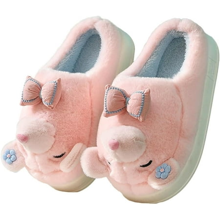 

Furry Cute Bear Slippers for Women Men Warm Plush Cartoon House Slippers Comfy Non-slip Sildes Indoor Outdoor