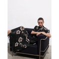 thumbnail image 6 of Black Floral Maxi Dress With Puff Sleeve, Pleated High Neck Chiffon For Spring Summer, 6 of 6