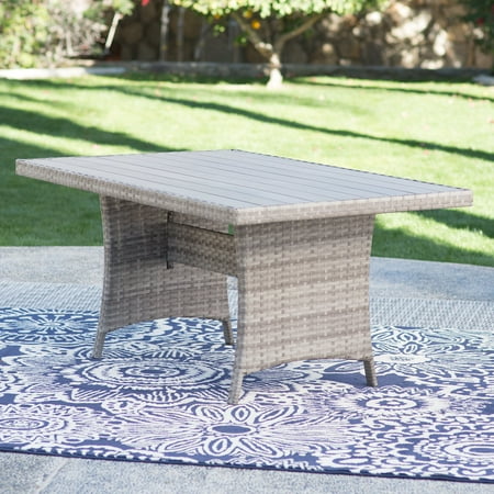 Outdoor Patio Table Tops Belham Living Brookville All-Weather Wicker Rectangular Wood Top Outdoor Patio Dining Table ()