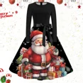 thumbnail image 1 of Vestido Rockabilly de manga larga con estampado de árbol de Papá Noel para mujer, vestido de fiesta de Navidad, Pin up, Vintage, invierno, 2023, 1 of 5