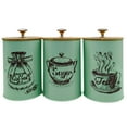 thumbnail image 6 of Fancyes 3 Pieces Kitchen Canisters Set Coffee Tea Sugar Containers Iron Modern Organizer Decorative Dustproof Lids Storage Containers Green, 6 of 8