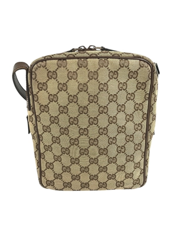 Pre-Owned GUCCI 03136 GG Logo All-Over Print Bag, Shoulder Canvas Leather, Men's/Women's, Beige