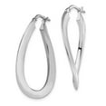 thumbnail image 2 of 14K White Gold Polished Twisted Oval Hoop Earrings, 2 of 4