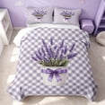 thumbnail image 2 of Erosebridal Chic Lavender Quilt Full, Cute Flower Full Bedspread Sets, Gray Reversible, Lavender White, 3pcs (1 Coverlet and 2 Pillowcases), 2 of 7