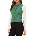 thumbnail image 4 of INSPIRE CHIC Veste Sans Manches en Denim Délavé pour Femme à Poches à Rabat sur la Poitrine, à Simple Boutonnage, Vert Pin m, 4 of 5