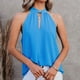 thumbnail image 3 of Camiseta sin mangas con cuello halter para mujer, sin mangas, cuello trasero, cierre de correa, ajuste holgado, camisetas casuales de verano, azul S, 3 of 6