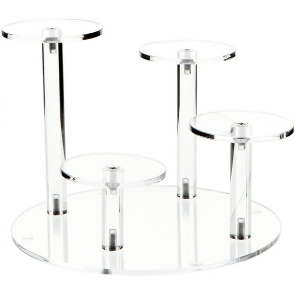 Plymor Clear Acrylic Round 8" Base Riser with 4 Round 3" Display Pedestals, 6" High