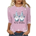 thumbnail image 2 of Craaazy Sweatshirts for Women Christmas Printed Round Neck 3/4 Sleeve T-shirt Womens Shirts Gifts for Women, 2 of 5