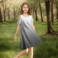 thumbnail image 4 of Cold Shoulder Dresses for Girls with Pockets Size 3-14 Teens Kids Trendy Gradient Printed Short Sleeve Crewneck Pullover Tshirts Dress, 4 of 8