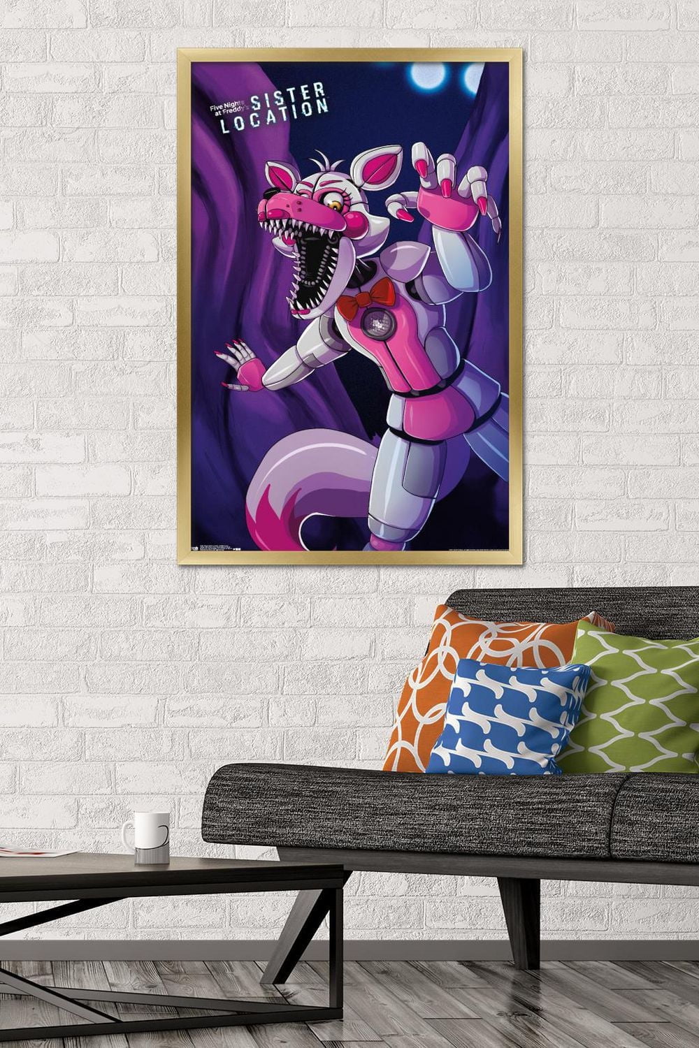 Five Nights at Freddy's: Sister Location - Funtime Foxy Wall Poster, 14.725" x 22.375" Framed