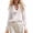 White, variant on Women's Ruffle Trim V Neck Puff Long Sleeve Blouses Elastic Flared Cuff Crinkle Lightweight Tops Casual Boho Summer Drawstring Waist Shirts (White,XXL)