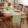 thumbnail image 2 of Namzi Farmhouse Table Runner, Rustic Table Runners with Tassels, Cotton Linen Boho Table Runner, Braided Striped Table Runner 13inch x 72inch, 2 of 4