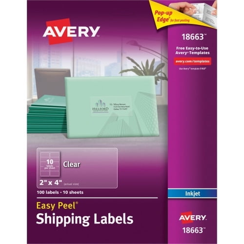 Avery Matte Clear Address Labels, 2' x 4', 100 Labels (18663)