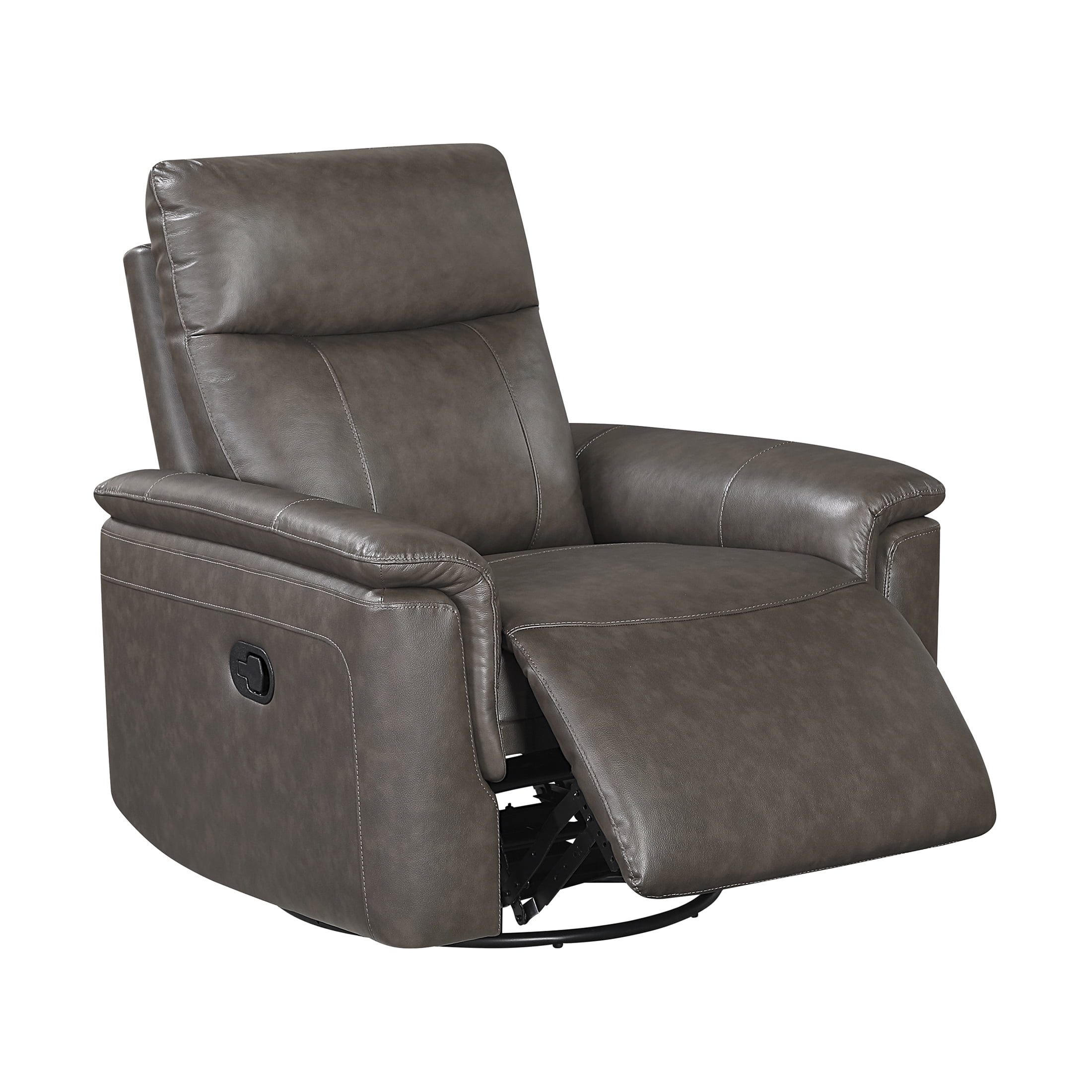 OakvillePark Wildfern Leather Match Swivel Glider Reclining Chair, Dark Brown