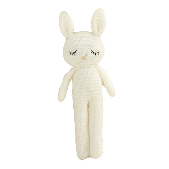 NETSENG Baby Rabbit Plush Stuffed Animal Hand Knit Doll Baby Sleep Toy Newborn Gift 100% Handmade (White)