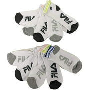 Fila Kids Boys 10-Pack Half Cushion Quarter Socks Tipped Heel - White, Boys Medium Shoe size 10-4