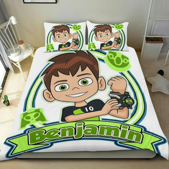 Bedding Set For Ben 10 Duvet Cover Sets Comforter Cover Set Cute Super Soft For Teens Kids Bedroom Gifts,1 Duvet Cover with 2 Pillowcases Twin 3 Piece