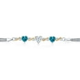thumbnail image 2 of Gem Stone King 925 Silver and 10K Yellow Gold Moissanite and London Blue Topaz and Lab Grown Diamond Bracelet for Women (3.28 Cttw, Heart 6.5/7/7.5 inch, Made in Italy), 2 of 5