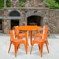 thumbnail image 2 of Flash Furniture Cory Commercial Grade 30" Round Orange Metal Indoor-Outdoor Table Set with 4 Arm Chairs, 2 of 5