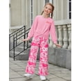 thumbnail image 3 of Arshiner Girls 2 Piece Casual Outfits Twist Front Long Sleeve Sweatshirt & Wide Leg Pants with Pockets Sweatsuit Set, 3 of 6