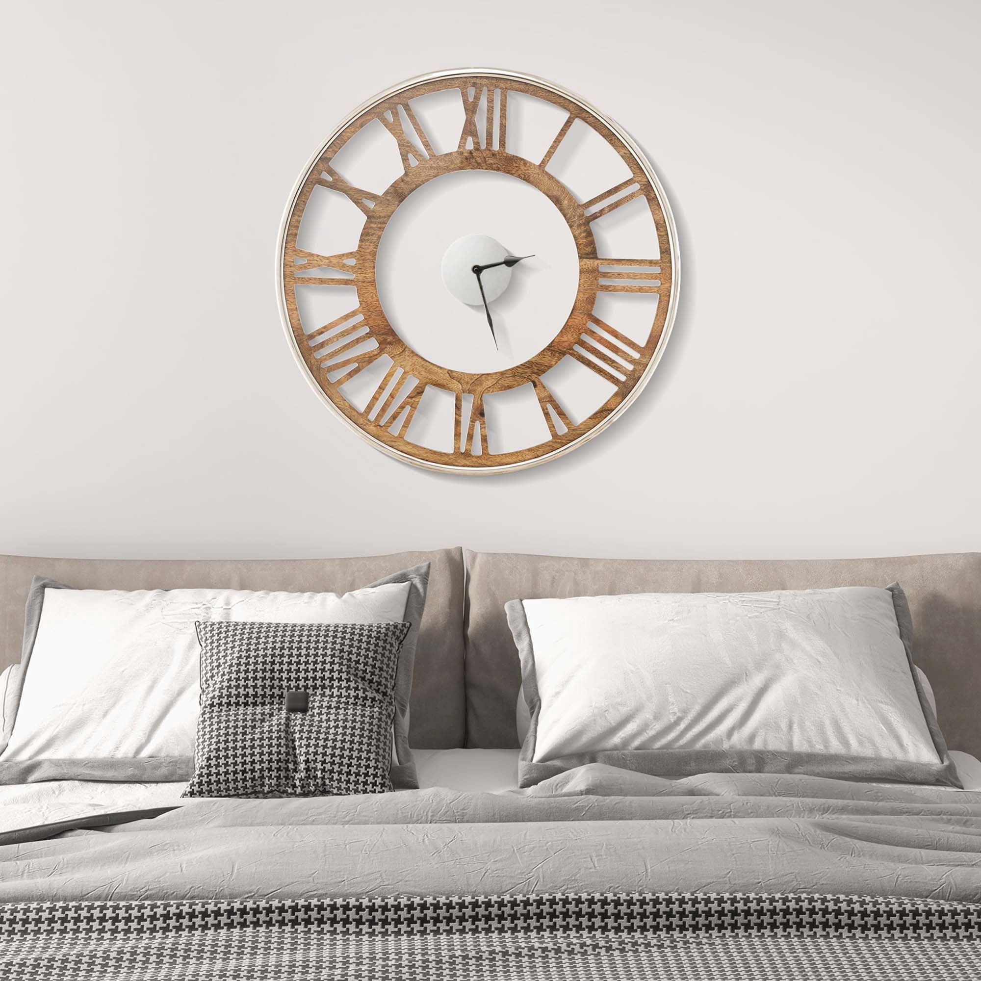 Costway 16 Inch Silent Wall Clock with Classic Frame Classic Roman Number Glass Cover