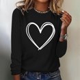 thumbnail image 2 of Ltctricy Valentine's Day Shirts for Women 2025 Trendy Crew Neck Long Sleeve Heart Graphic Tees Casual Tunic Tops, 2 of 4