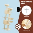thumbnail image 6 of Amolife 73.6" Extra Large Corner Cat Tree, Fan-Shaped Tower with Scratching Posts & Condo House for Indoor Cats, Beige, 6 of 10