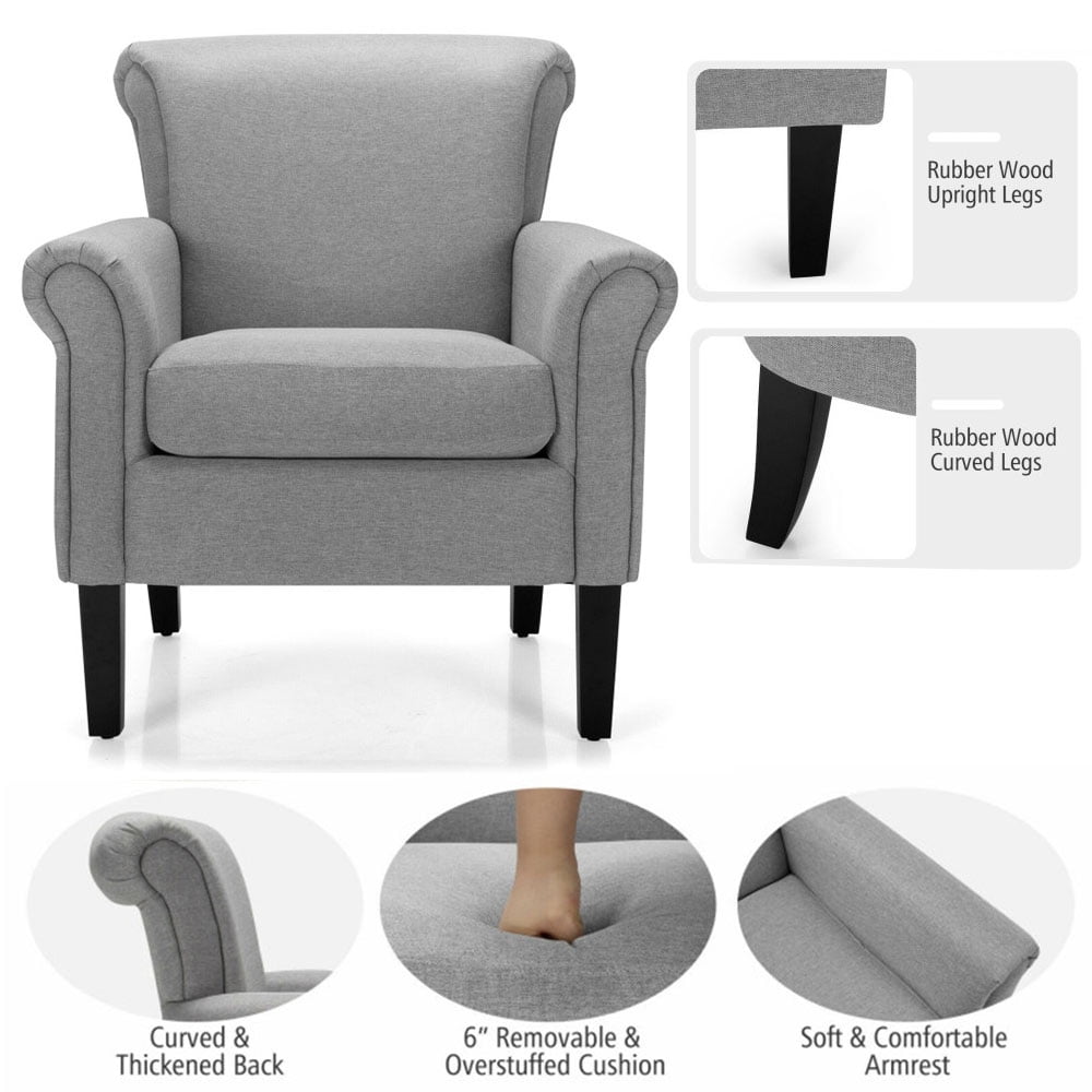 Finihen Accent Armchair, Upholstered Fabric Accent Chair with Adjustable Foot Pads, for Living Room, Bedroom, Light Gray Finihen Accent Armchair, Upholstered Fabric Accent Chair with Adjustable Foot Pads, for Living Room, Bedroom, Light Gray
