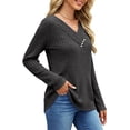 thumbnail image 4 of UVN V Neck Blouses for Women Button Long Sleeve Shirts Dressy Casual Fall Sweaters Tunic Tops, 4 of 9