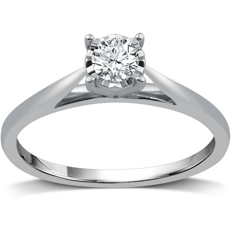 Forever Bride 1/10 Carat T.W. Diamond 10kt White Gold Miracle Plate Sweet Solitaire Ring