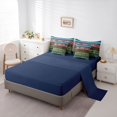 thumbnail image 3 of Homewish Bohemian Flowers 7 Pieces Full Size Bedding Sets,Geometric Stripes Full Size Bed in a Bag,Blue,Navy Blue Reversible, 3 of 8