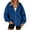 Blue, variant on Women's Y2K Faux Suede Zip-Up Hoodie - Oversized Long Sleeve Casual Winter Sweatshirt, Warm Pockets Track Jacket for Fall & Spring