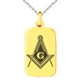 thumbnail image 3 of Stainless Steel Freemasons Masonic Royal Compass Engraved Small Rectangle Dog Tag Charm Pendant Necklace, 3 of 4