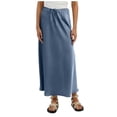 thumbnail image 1 of Vestido largo de satén de color liso con cintura alta y cordón para mujer - Elegante y fluido, ideal para fiestas y ocasiones formales - Tejido de poliéster - Tallas S-XL, 1 of 5