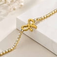 thumbnail image 3 of VNOX Stainless Steel Gold Bow Tennis Bracelet, Sparkling Adjustable Bracelet for Birthday Gift, 3 of 7
